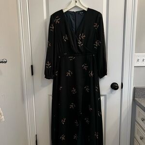 Madewell Black Long Sleeve Floral Dress